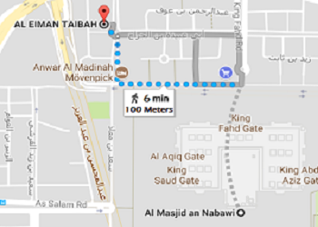 Al Eiman Taibah Distance from Masjid Nabawi